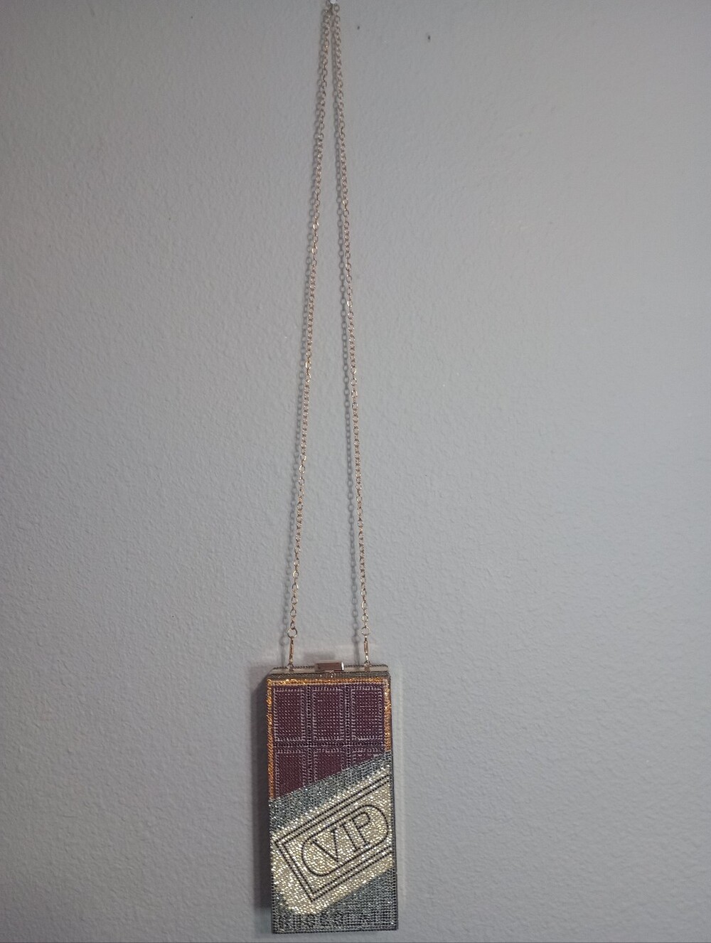 Sparkly Rhinestone Covered VIP Chocolate Bar Crossbody Bag - Picture 4 of 7